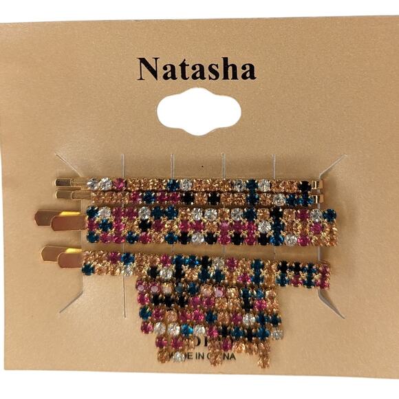 Rhinestone Barrettes Sparkle Hair Slides by Natasha - Picture 1 of 3